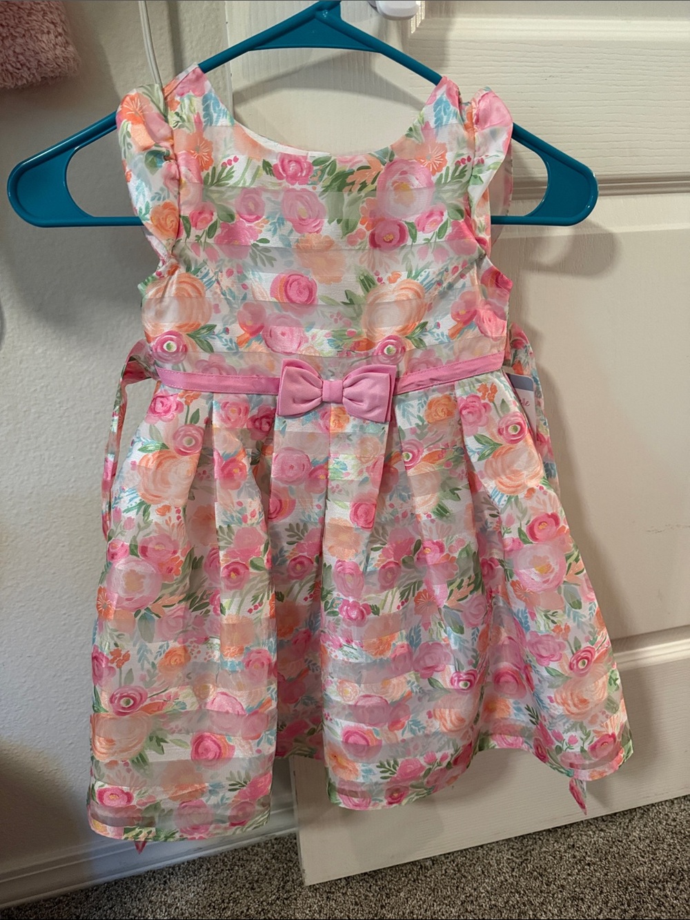 Jona Michelle Pink Floral Bow Party Dress